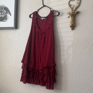 Pretty Angel Asymmetrical Dress in Deep Red